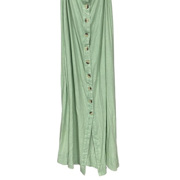NEW Free People Maxi Dress String of Hearts Long Sleeve Shirred Green Medium - Picture 6 of 11